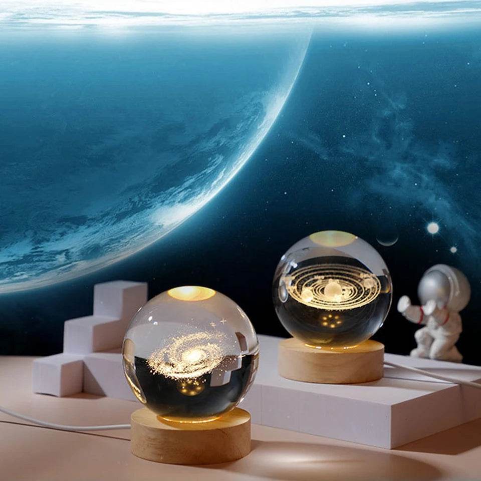 Galaxy Crystal Ball Night Lamp 🌌 - Mystical Decor Light 🪐 - YNT Store 