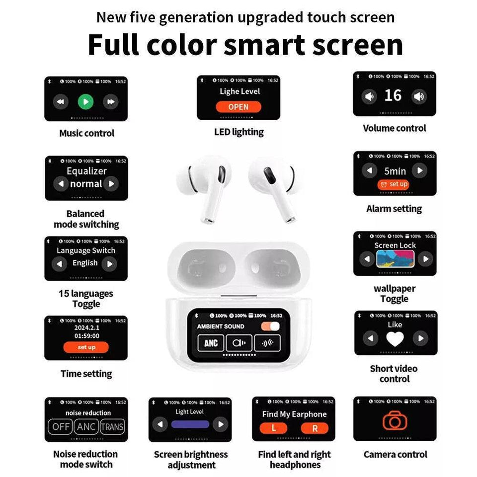 🎧 A9 PRO Earbuds: Smart Display & Noise-Free Sound! - YNT Store 