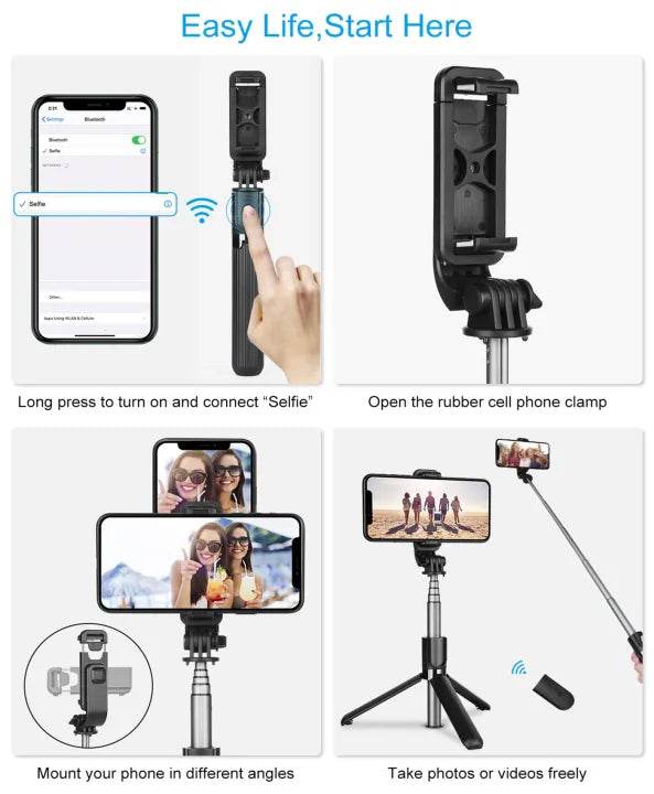 4 in 1 Tripod Selfie Stick With Remote Control - YNT Store 